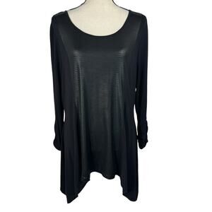 Style & Co Large Top Snake Print Stretch Shark-Bite Hem 3/4 Sleeves Scoop Neck
